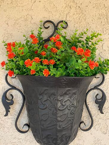 Artificial Fall Flowers Outdoor, 12 Bundles Outside Fall Flowers Fake Greenery UV Resistant Faux Plants for Home Garden Porch Patio Fall Decoration, Thanksgiving (12, Orange) in Saudi Arabia