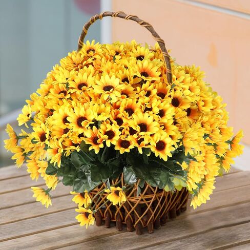 Zeyune 20 Bundles 12 Inch Sunflower Artificial Flower with Stems 300 Pcs Small Sunflowers Daisies Flowers UV Resistant Fall Flowers for Indoor Outside Home Wedding Office Table Kitchen Garden Decor in Saudi Arabia