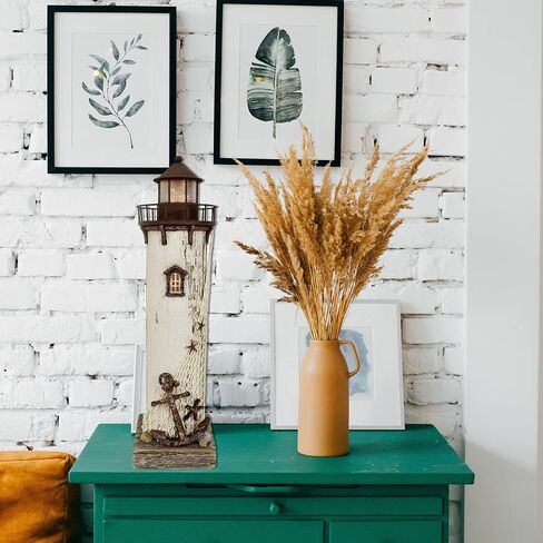E-view Wooden Lighthouse Nautical Tabletop Figurine Beach Themed Ornaments with Starfish - Lighted Tower Light Wood Home Décor Party Decoration in Saudi Arabia