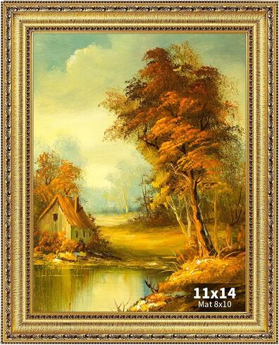 إطارات صور ذهبية عتيقة مقاس 11x14 مع زجاج مقسى، إطار صورة مقاس 8x10 مع حصيرة أو 11x14 بدون حصيرة، إطار صورة عتيق مزخرف لديكور الحائط in Saudi Arabia