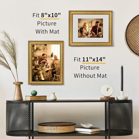 إطارات صور ذهبية عتيقة مقاس 11x14 مع زجاج مقسى، إطار صورة مقاس 8x10 مع حصيرة أو 11x14 بدون حصيرة، إطار صورة عتيق مزخرف لديكور الحائط in Saudi Arabia