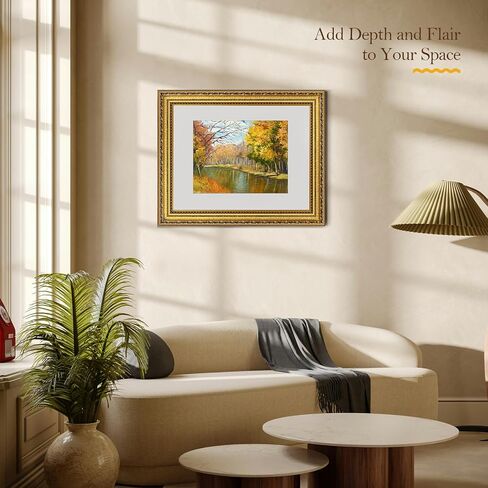 إطارات صور ذهبية عتيقة مقاس 11x14 مع زجاج مقسى، إطار صورة مقاس 8x10 مع حصيرة أو 11x14 بدون حصيرة، إطار صورة عتيق مزخرف لديكور الحائط in Saudi Arabia