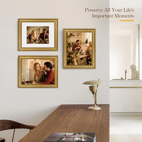 إطارات صور ذهبية عتيقة مقاس 11x14 مع زجاج مقسى، إطار صورة مقاس 8x10 مع حصيرة أو 11x14 بدون حصيرة، إطار صورة عتيق مزخرف لديكور الحائط in Saudi Arabia