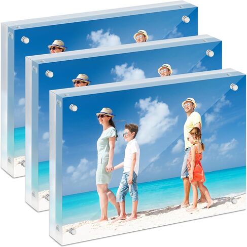إطارات Niura Premium 5x7 من الأكريليك، سمك مزدوج (12 مم + 12 مم) إطار صورة شفاف ثابت، حامل عرض حديث، عبوة من 3 قطع in Kuwait