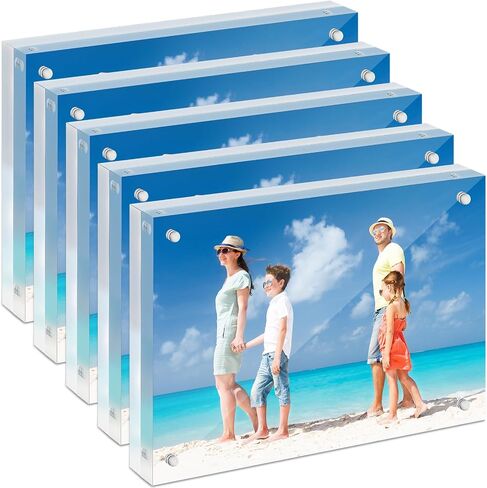 إطارات Niura Premium 5x7 من الأكريليك، سمك مزدوج (12 مم + 12 مم) إطار صورة شفاف ثابت، حامل عرض حديث، عبوة من 3 قطع in Saudi Arabia