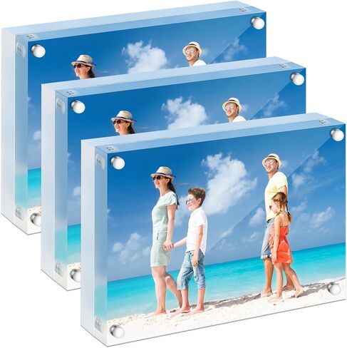 إطارات Niura Premium 5x7 من الأكريليك، سمك مزدوج (12 مم + 12 مم) إطار صورة شفاف ثابت، حامل عرض حديث، عبوة من 3 قطع in Saudi Arabia