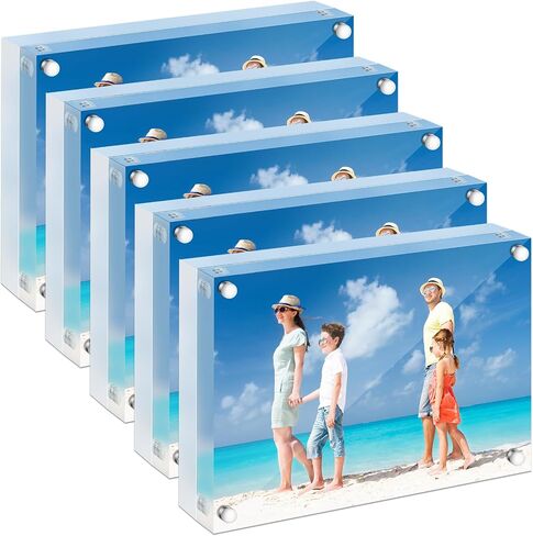 إطارات Niura Premium 5x7 من الأكريليك، سمك مزدوج (12 مم + 12 مم) إطار صورة شفاف ثابت، حامل عرض حديث، عبوة من 3 قطع in Saudi Arabia