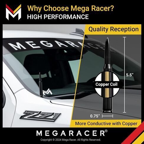 Mega Racer Antenna for Truck - 1999-2024 Chevrolet Silverado GMC Sierra Truck Antenna, 5.5" Red Black Antennas, Short Car Antenna Replacement, Chevy Silverado 1500 Accessories, GMC Truck Accessories in Saudi Arabia