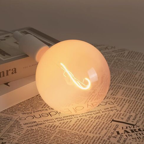 ONEWISH G150 Globe LED Bulb Matte White, E26 Glass LED Filament Light Bulb, Warm Sunset Decorative Design for Kitchen Island, Café, Ceiling Hanging Light Fixture, Modern Home Improvement-φ150mm(6") in Kuwait