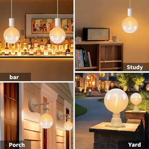 ONEWISH G150 Globe LED Bulb Matte White, E26 Glass LED Filament Light Bulb, Warm Sunset Decorative Design for Kitchen Island, Café, Ceiling Hanging Light Fixture, Modern Home Improvement-φ150mm(6") in Kuwait