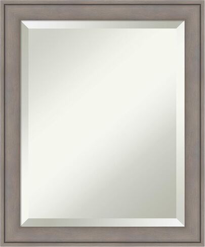 Amanti Art Wood Bathroom Mirror, Regis Barnwood Grey Wall Mirror for use as Bathroom Vanity Mirror Over Sink (24.75 x 24.75 in.) Beveled Mirror, Grey Mirror, Country Rustic Mirror from WI, USA in Kuwait