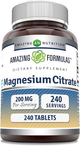 Amazing Formulas Magnesium Citrate 200 Mg | Tablets Supplement | Non-GMO | Gluten Free | Made in USA (1 Pack, 240 Count) in Kuwait