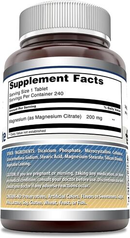 Amazing Formulas Magnesium Citrate 200 Mg | Tablets Supplement | Non-GMO | Gluten Free | Made in USA (1 Pack, 240 Count) in Kuwait