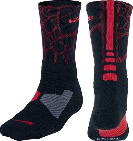 Nike Lebron Men's Hyper Elite Cushioned Crew Socks Large (shoe size 8-12) (Black) in Saudi Arabia