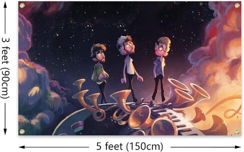 Generic انقر على The Music Group Tapestry AJR Limited Edition غلاف الألبوم 3 × 5Ft لغرفة النوم والكلية والمهجع وغرفة النوم والديكور الداخلي والحفلات الممتعة، أسود in Saudi Arabia