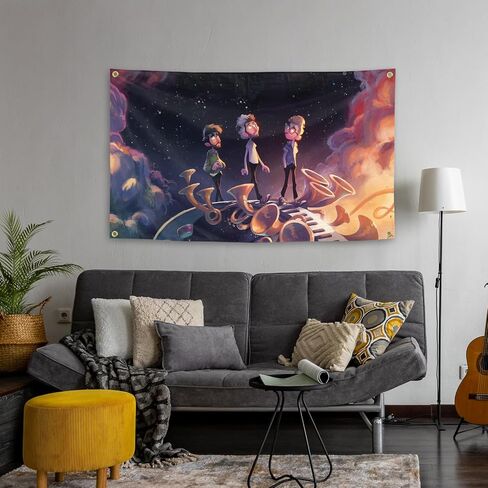 Generic انقر على The Music Group Tapestry AJR Limited Edition غلاف الألبوم 3 × 5Ft لغرفة النوم والكلية والمهجع وغرفة النوم والديكور الداخلي والحفلات الممتعة، أسود in Saudi Arabia