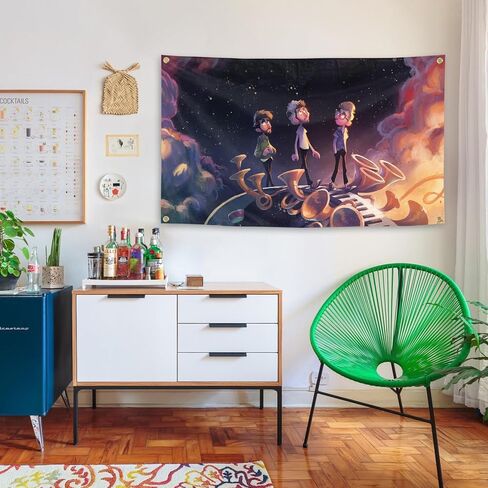 Generic انقر على The Music Group Tapestry AJR Limited Edition غلاف الألبوم 3 × 5Ft لغرفة النوم والكلية والمهجع وغرفة النوم والديكور الداخلي والحفلات الممتعة، أسود in Saudi Arabia