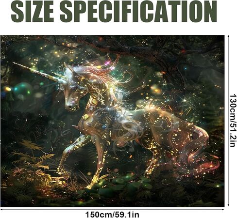 نسيج ARFBEAR يونيكورن، نسيج كرتوني، نسيج حيوانات خيالي ملون، نسيج جمالي لغرفة النوم وغرفة المعيشة والنوم 51.2 × 59.1 بوصة (130 * 150 سم) in Kuwait