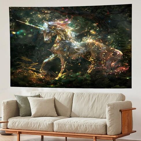 نسيج ARFBEAR يونيكورن، نسيج كرتوني، نسيج حيوانات خيالي ملون، نسيج جمالي لغرفة النوم وغرفة المعيشة والنوم 51.2 × 59.1 بوصة (130 * 150 سم) in Kuwait