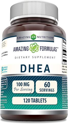 Amazing Formulas DHEA 100 mg Per Serving 120 Tablets Supplement | Non-GMO | Gluten Free | Made in USA in Saudi Arabia