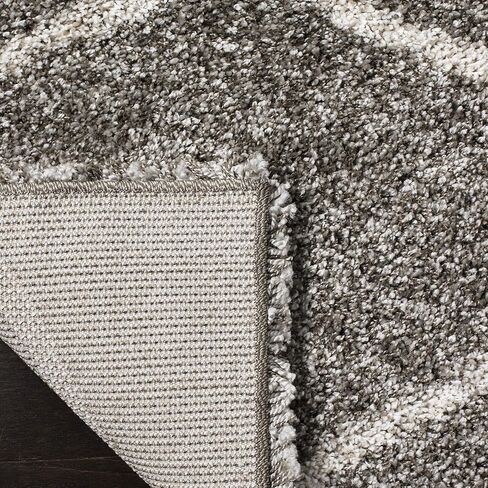SAFAVIEH Hudson Shag Collection Area Rug - 6' x 9', Grey & Ivory, Moroccan Ogee Trellis Design, Non-Shedding & Easy Care, 2-inch Thick Ideal for High Traffic Areas in Living Room, Bedroom (SGH280B) in Saudi Arabia