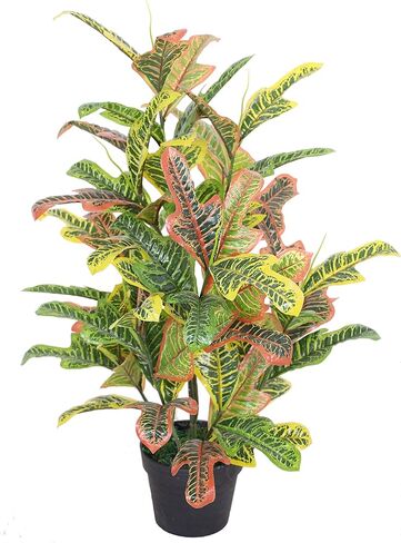 AMERIQUE نبات حرير صناعي Codiaeum استوائي رائع بطول 4.5 قدم مع حماية من الأشعة فوق البنفسجية، يشعر بالتكنولوجيا الحقيقية، جودة فائقة in Kuwait