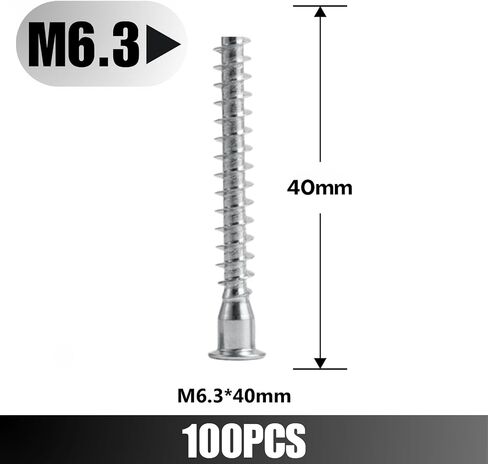 Confirmat Screws, M6.3 x 50mm 20 PCs, Hex Socket Drive Countersunk Furniture Connecting Self-Tapping Screw Set Carbon Steel Zinc Plated in Saudi Arabia