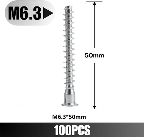 Confirmat Screws, M6.3 x 50mm 20 PCs, Hex Socket Drive Countersunk Furniture Connecting Self-Tapping Screw Set Carbon Steel Zinc Plated in Saudi Arabia