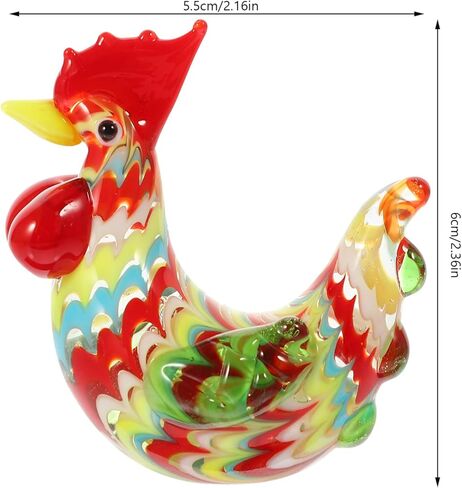 ديكور منزلي ريفي من Housoutil تمثال دجاج ديك زجاجي: 6 قطع ديكور مصغر للدجاج تمثال زجاجي فني صغير إكسسوارات المناظر الطبيعية الصغيرة ديكور وعاء النبات ديكور المنزل عيد الميلاد in Kuwait