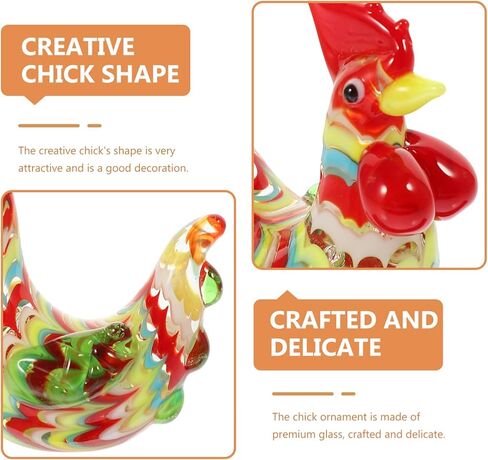 ديكور منزلي ريفي من Housoutil تمثال دجاج ديك زجاجي: 6 قطع ديكور مصغر للدجاج تمثال زجاجي فني صغير إكسسوارات المناظر الطبيعية الصغيرة ديكور وعاء النبات ديكور المنزل عيد الميلاد in Kuwait