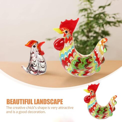 ديكور منزلي ريفي من Housoutil تمثال دجاج ديك زجاجي: 6 قطع ديكور مصغر للدجاج تمثال زجاجي فني صغير إكسسوارات المناظر الطبيعية الصغيرة ديكور وعاء النبات ديكور المنزل عيد الميلاد in Kuwait