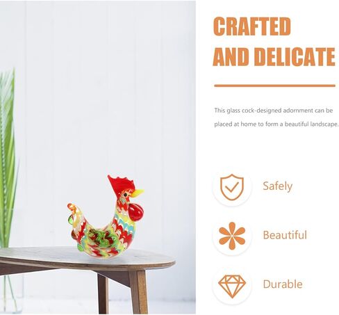 ديكور منزلي ريفي من Housoutil تمثال دجاج ديك زجاجي: 6 قطع ديكور مصغر للدجاج تمثال زجاجي فني صغير إكسسوارات المناظر الطبيعية الصغيرة ديكور وعاء النبات ديكور المنزل عيد الميلاد in Kuwait