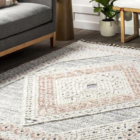 nuLOOM Acacia Geometric 8x10 Area Rug for Living Room Bedroom Dining Room Kitchen, Beige/Ivory in Saudi Arabia