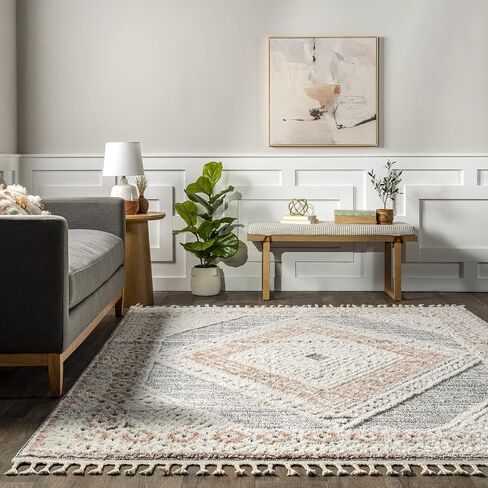 nuLOOM Acacia Geometric 8x10 Area Rug for Living Room Bedroom Dining Room Kitchen, Beige/Ivory in Saudi Arabia