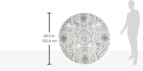 سجادة منطقة مجموعة SAFAVIEH Madison - مستديرة 5'3 بوصة، كريمي ورمادي فاتح، تصميم بوهو شيك جلام بيزلي، لا يتساقط ويسهل العناية بها، مثالية للمناطق ذات حركة المرور العالية في غرفة المعيشة وغرفة النوم (MAD600C) in Saudi Arabia