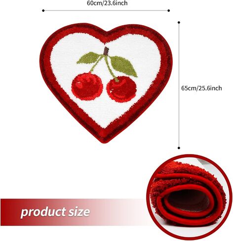 Cherry Bath Mat Cute Fruit Bathroom Rugs and Mat for Bathroom Heart Shaped Shower Rugs Non Slip Plush Microfiber Shower Rugs Absorbent Tub Floor Bathtub Mat Carpet Washable, 25.6x23.6 Inch in Saudi Arabia