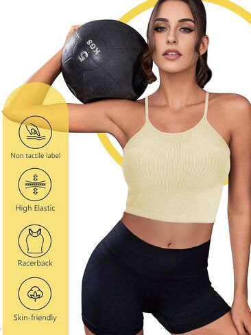 حمالات صدر رياضية للنساء، قمصان بدون أكمام للتمرين بدون خياطة للنساء على شكل حرف Y، قميص قصير للجري، حمالة صدر لليوجا والجيم in Kuwait