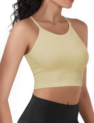 حمالات صدر رياضية للنساء، قمصان بدون أكمام للتمرين بدون خياطة للنساء على شكل حرف Y، قميص قصير للجري، حمالة صدر لليوجا والجيم in Kuwait