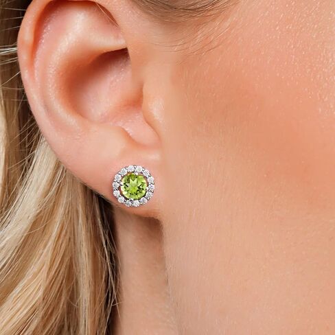 Gem Stone King 925 Sterling Silver Round Blue Sapphire and White Moissanite Removable Jacket Stud Halo Earrings For Women (2.62 Cttw, Gemstone Birthstone, Round Cut 6MM) in Saudi Arabia