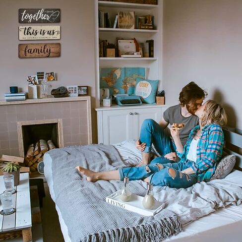 ديكور منزلي ريفي 3 قطع معًا، هذا هو ديكور جدار المنزل العائلي، علامات خشبية لغرفة النوم وغرفة المعيشة وديكور المطبخ in Kuwait