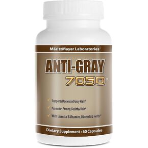 Anti-gray 7050 Hair 60 Capsules - Decrease Gray Hair - Restore Natural Hair Color - Contains Essential B Vitamins Minerals and Herbs 1 bottle in Saudi Arabia