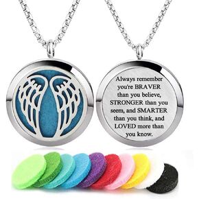 Aromatherapy Essential Oil Diffuser Necklace 316L Stainless Steel Locket Pendant with 24 Inch Chain