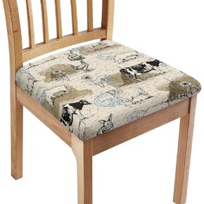 Seat Covers for Dining Room Chairs Stretch Chair Seat Covers Removable Washable Upholstered Protector Cushion Slipcovers for Kitchen,Retro Newspaper Print
