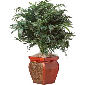 Nearly Natural 6717 Mini Bamboo Palm with Decorative Vase, Green 49.5 x 9 x 9