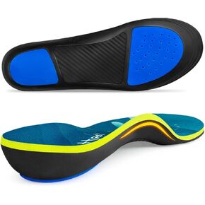 Plantar Fasciitis Insoles, 220+lbs Heavy Duty High Arch Support Inserts, Comfort Orthotics Insoles for Flat Feet and Foot Pain Relief, Work Boot Insoles for Men Women (260MM)