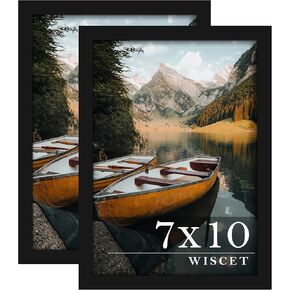 مجموعة إطارات صور Wiscet مقاس 12 × 17 مكونة من قطعتين، إطار صورة للتركيب على الحائط، إطار خشبي مصمم مع زجاج شبكي، أسود. in Kuwait