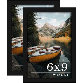 Wiscet 12x17 Picture Frame Set of 2, Photo Frame for Wall Mounting, Engineered Wood Frame with Plexiglass, Black.