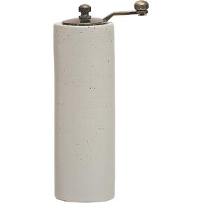 Creative Co-Op 2.25 Inches Round Stoneware Grinder, White Salt & Pepper Shaker