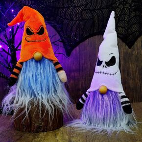 Juegoal Halloween ديكورات 14 بوصة مضاءة من القطيفة، تضيء لون LED متغير طاولة مصنوعة يدويًا Nisse سويدي جنوم Tomte، هدايا تمثال قزم الطاولة، ديكور مهرجان الهالوين، 2 حزمة in Kuwait
