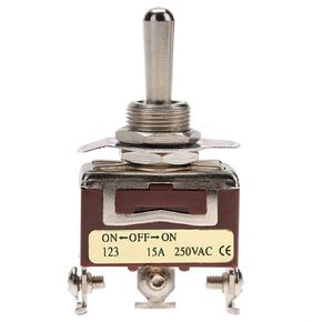 Toggle Switch,3 Position ON-Off-ON Momentary Toggle Switch SPDT 3-Pin 12mm 15A 250VAC,Compact Size,Easy to Mount for Home Appliance,Industrial Control,etc